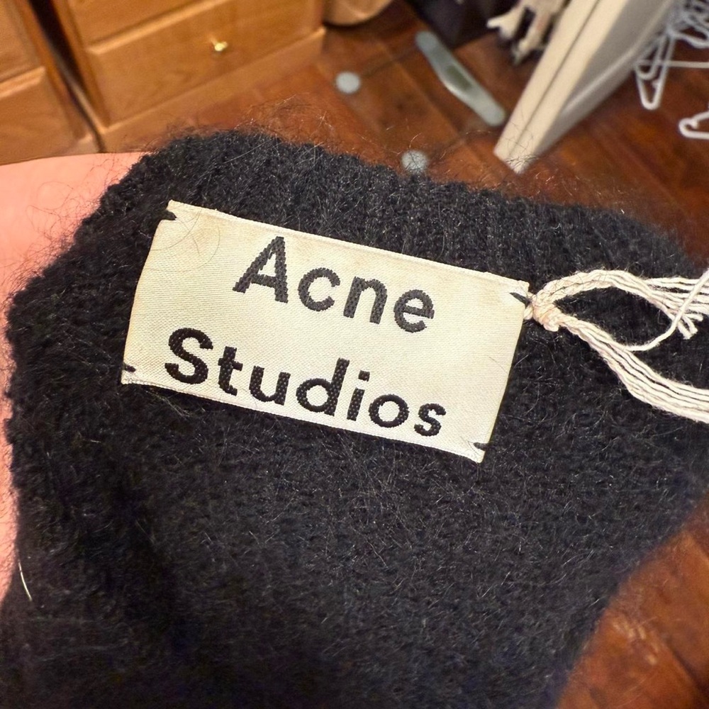 Acne Studios Demi Mix PAW14 Wool Mohair Oversized Black Sweater - Picture 3 of 5